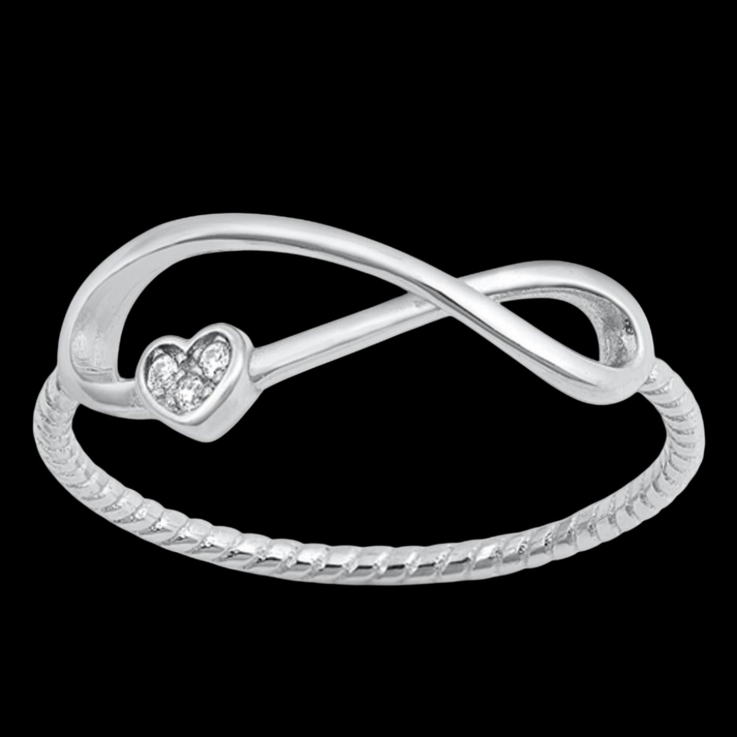 CZ Infinity Heart Sterling Silver Ring