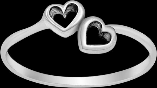 Double heart Sterling Silver Ring