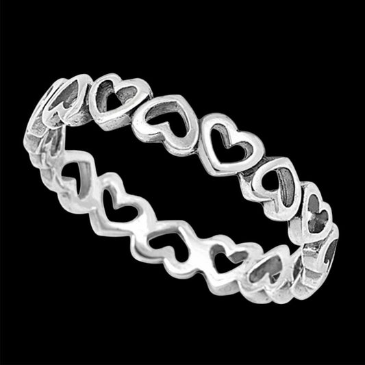 Heart Chain Sterling Silber Band Ring .925