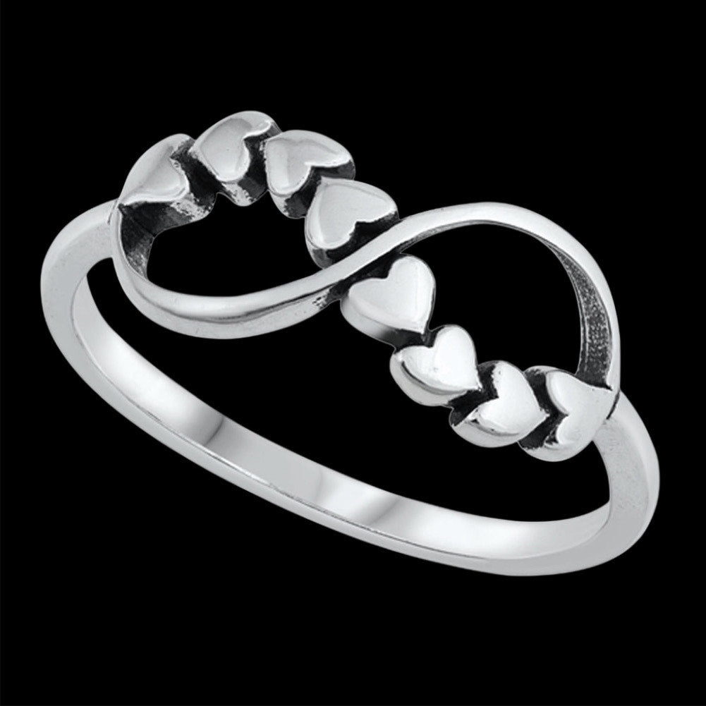 Heart Infinity sterling silver ring .925