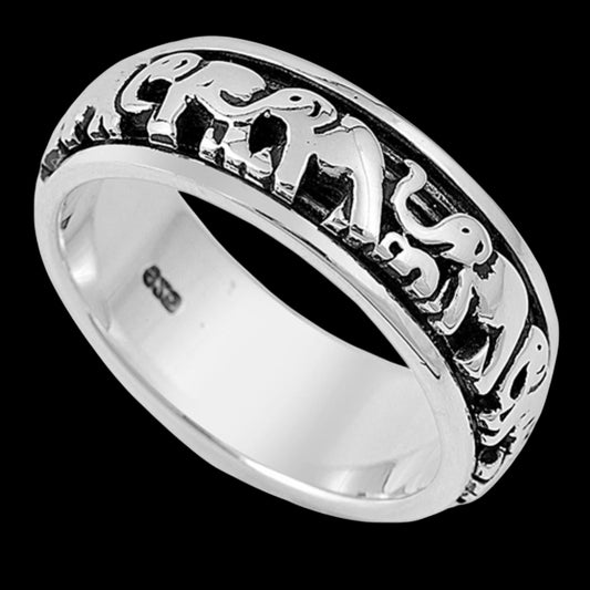 Elephant Spinner Eternity Sterling Silver Band Ring