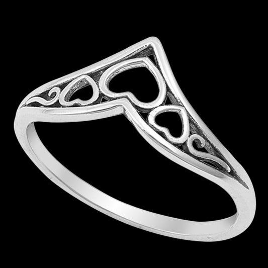 Filigree Chevron Heart Sterling Silver Celtic Thumb Band Ring