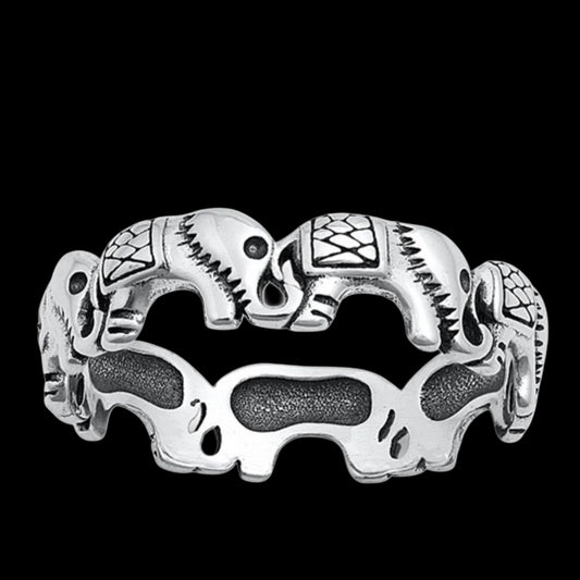 Eternity Elephant Ring Sterling Silver