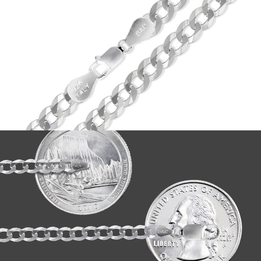 Curb  Sterling Silver Chain - 3.4mm