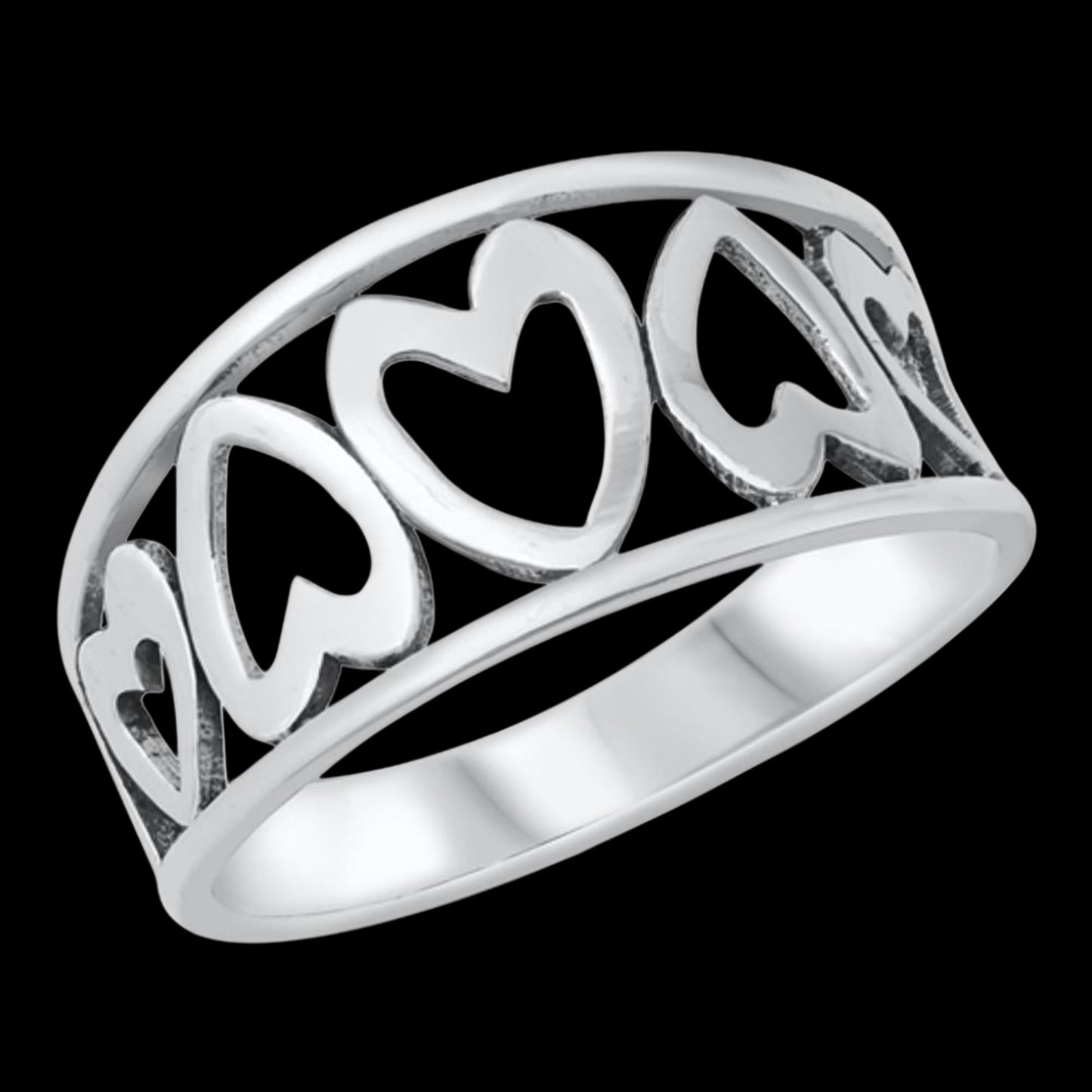 Cutout big Heart Sterling Silver Ring